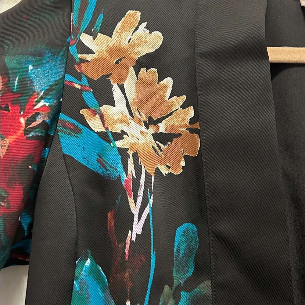 Chicos Kimono Women’s 00 Drama Duster Floral Tulip Sleeve Jacket Black Lagenlook - Picture 6 of 10